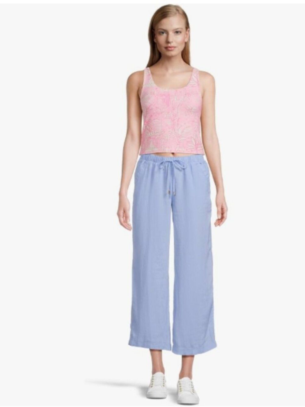 Like New! LILLY PULITZER Brawley Linen Crop Pants Jacaranda Blue Size XXL